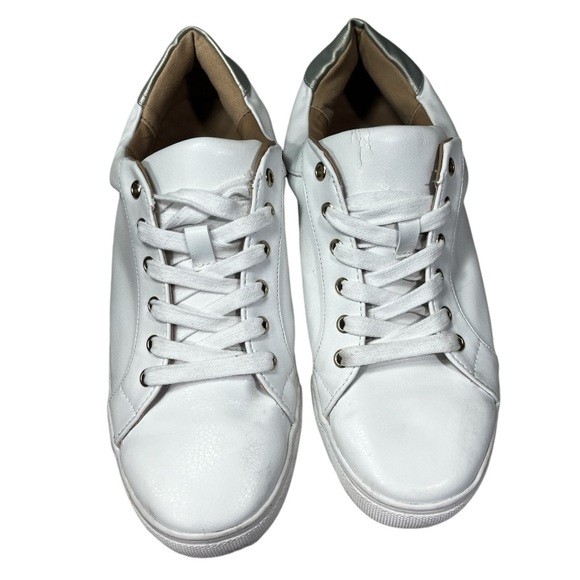 Loft Lace Up Everyday White Leather Like Sneakers. - Picture 2 of 9